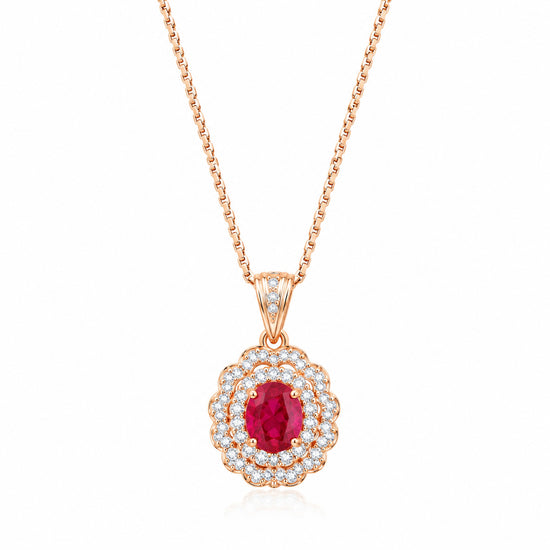 Rose Gold Black Gemstone Halo Necklace