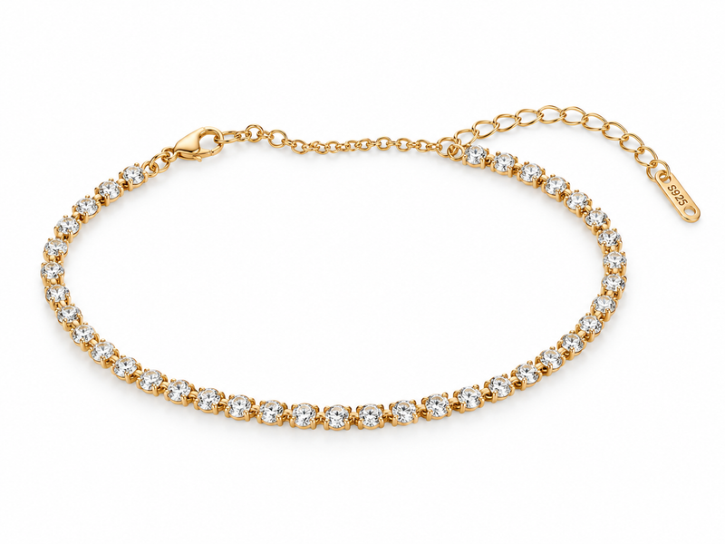 Gold and silver Tennis Bracelet with S925 Clasp