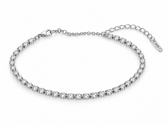 Gold and silver Tennis Bracelet with S925 Clasp